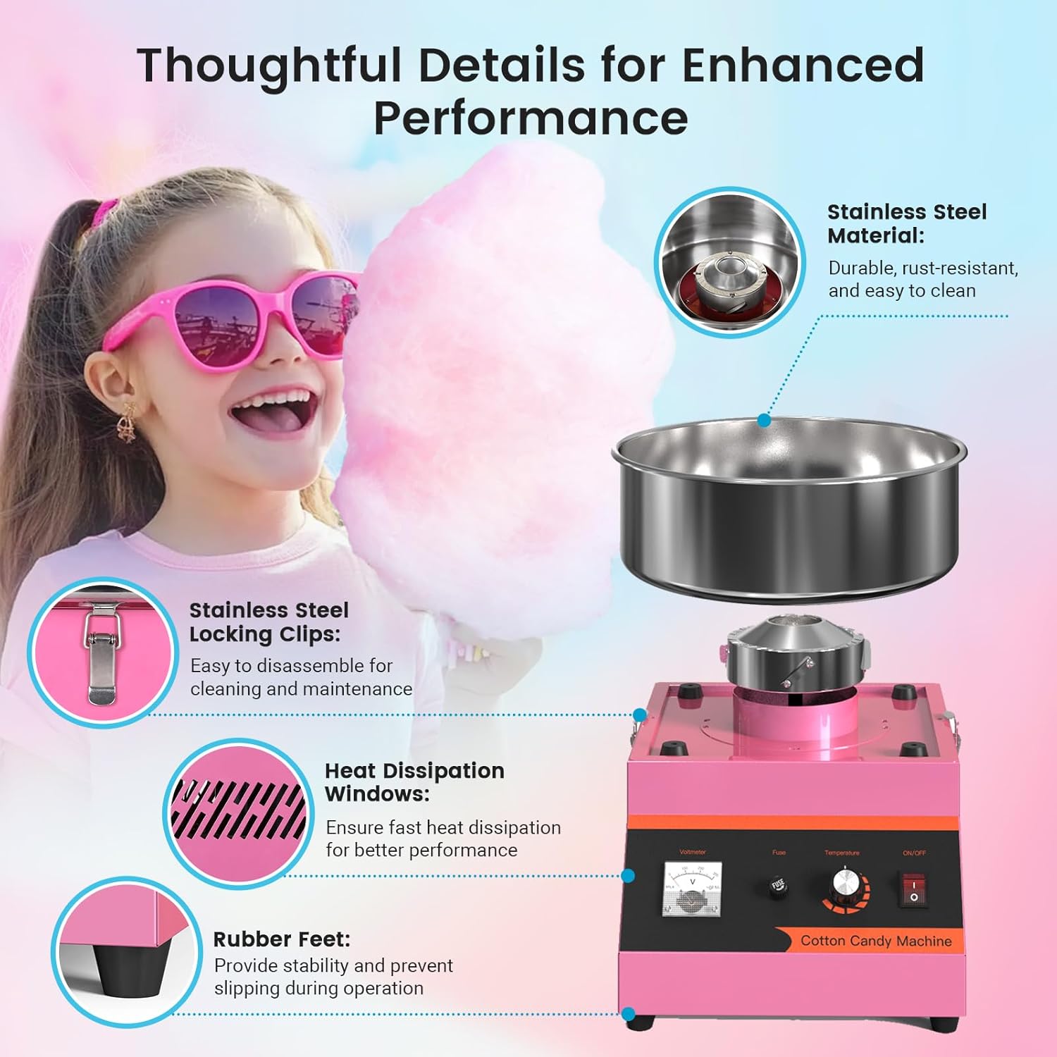 MHT2 Electric Cotton Candy Mac - đánh giá và giá Candy Floss Machine
