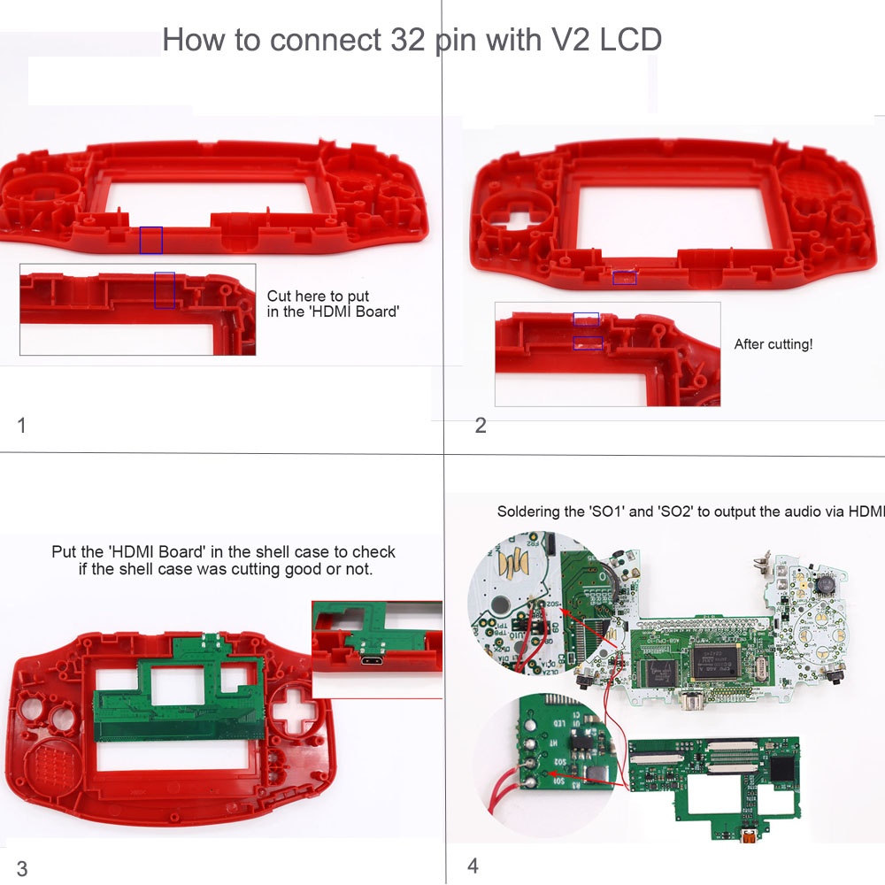 32Pin 40pin HDMI Mod For GBA H - đánh giá và giá Arcade Button Pcb